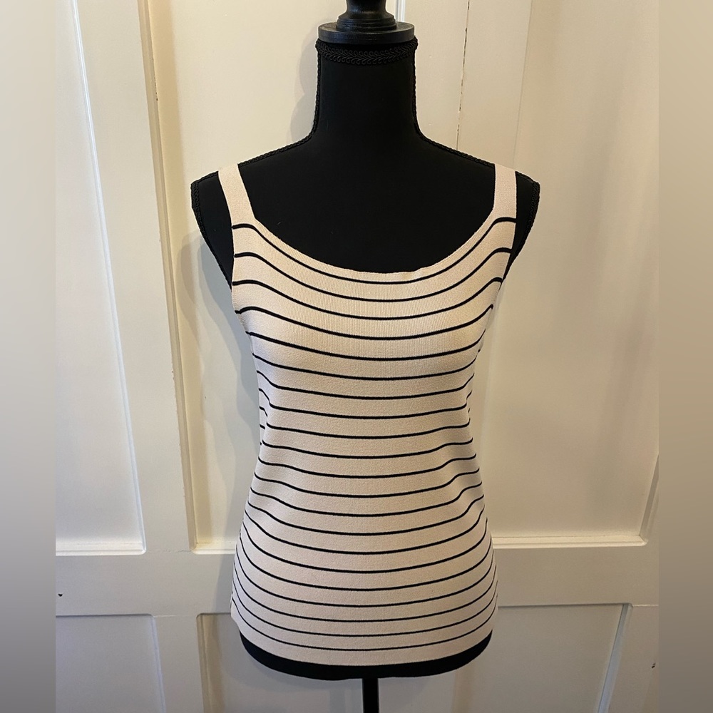 MaxMara Cream and Black Striped Knit Tank